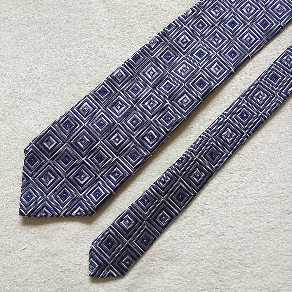 Robert Talbott Best of Class Tie Necktie Silk Geometric Purple Blue USA 3.75x59" - Picture 3 of 8